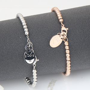 Stainless Steel <b>Beaded</b> <b>Bracelet</b> 3mm Round Tag Smooth Finish Women Jewelry Yiwu Origin AD1097 - Product Image 3
