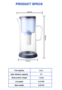 <span class=keywords><strong>Carafe</strong></span> en verre de 3,5 L facile à installer, purificateur d'eau potable, filtre à eau alcaline, pichet avec poignée - Product Image 3