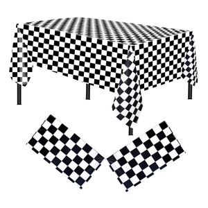 Tovaglia di Plastica a Quadretti Bianca e Nera, Usa e Getta, Rettangolare, Ecologica, per Cene, Feste di Compleanno, Halloween - Product Image 4