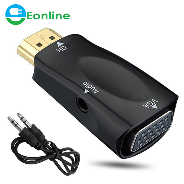 HD to VGA Adapter Male to Female Splitter Ux Audio Jack 3.5 Cable Converter PS4 TV Box ADisplay Port PC Projector Projetor