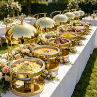 Equipamento de Aquecimento de Alimentos para Buffet Dourado de Aço Inoxidável 8L a Álcool, Mais Vendido para Restaurantes e Festas