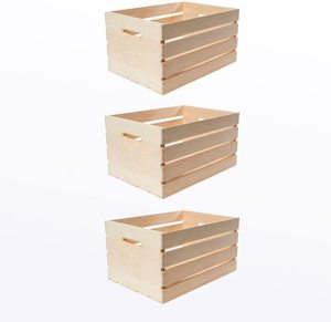 Large Unfinished Storage Wood Crates Gift Crate Wooden Boxes Small Rustic Farmhouse Style Decor Glass Mason Holders Wood Crate