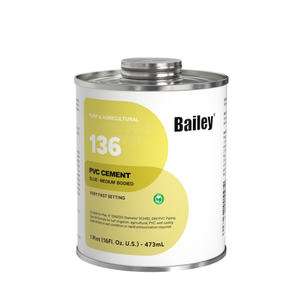 Adesivi per tubi in PVC Bailey 136 a basso VOC per prato e agricoltura, colla a presa estremamente rapida da 118ml a 946ml (4 formati) - Product Image 1