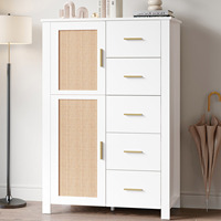 Commode à cinq tiroirs en bois au design épuré pour chambre à coucher, meuble de rangement simple pour chambre, commode de rangement à tiroirs pour salon