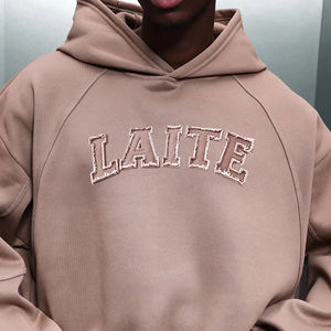 LTD-H1033 Bekleidungshersteller Großhandel Maßgeschneiderte GSM-Farbdruck Bestickte <span class=keywords><strong>Raglan</strong></span>-Ärmel Hoodies Übergroße Herren-Hoodies - Product Image 1