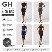 Ensemble de sport court respirant grande taille avec logo personnalisé GH pour femme – Legging léger pour entraînement, fitness et course à pied