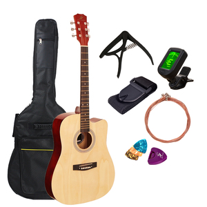 E <span class=keywords><strong>shop</strong></span> Set gitar akustik 41 inci OEM kustom pemula Linden dengan tas plastik Capo Digital Tuner pick <span class=keywords><strong>String</strong></span> set - Product Image 1