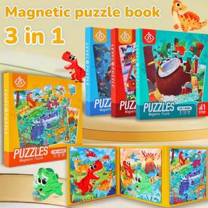 Puzzle d'apprentissage préscolaire pour tout-petits avec images mignonnes de dinosaures, animaux et véhicules pour garçons et filles de 3, 4, 5 et 6 ans - Product Image 4