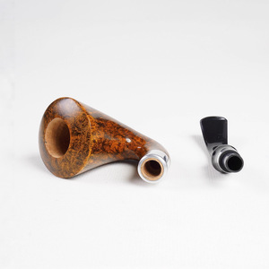 Briar Wood Smoking Pipe Bent Type With Aluminum Rings Handcrafted Traditional Style Tobacco Pipe For Personal Gift - Product Image 4