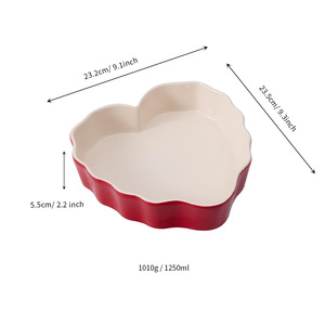 Plat à pâtisserie en céramique en forme de cœur personnalisé, rouge, 9 pouces, compatible micro-ondes, style nordique, pour hôtel, café, thé - Product Image 5