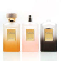 Flacon de parfum vide en verre carré plat rose et noir de luxe 50ml 100ml pour femme, flacon de parfum givré avec bouchon en zamac