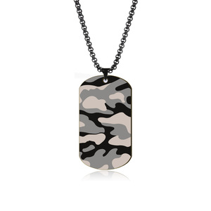 Colgante cuadrado de acero inoxidable, collar de etiquetas de perro de acero inoxidable personalizado, colgante de camuflaje, <span class=keywords><strong>joyería</strong></span> <span class=keywords><strong>para</strong></span> hombres - Product Image 4
