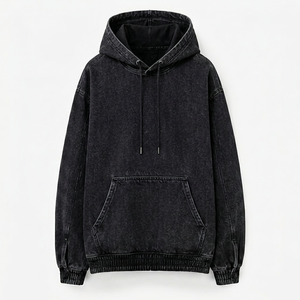 Hoodie en jean pour homme de qualité supérieure avec poche kangourou - Product Image 1