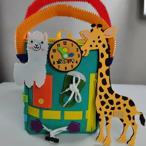 高品質のホットセール3Dフェルトクリエイティブ子供のおもちゃ漫画スクールバッグキッズトレンドラーニングビジーボード幼児バックパックバッグ