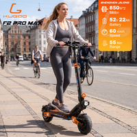 Trottinette électrique tout-terrain pliable KUGOO F2 Pro Max 800Wx2 à double moteur haute puissance 52V 22Ah pour adultes