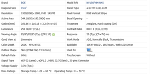 Giá bán buôn boe 15.6 ''Màn hình máy tính xách tay 1920*1080 Độ phân giải TFT hiển thị <span class=keywords><strong>LCD</strong></span> cho HP cho Dell NV156FHM-N4X giao diện LVDS - Product Image 2