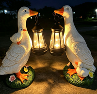 Lampes solaires étanches IP65 en forme de canard, mignonnes sculptures d'oiseaux en polyrésine pour la décoration extérieure de patio, jardin et allée