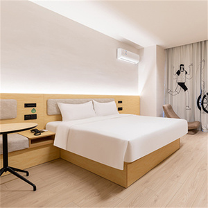 Economical Hotel Bedroom Furniture Double Single Queen <b>King</b> <b>Size</b> Options Cheap <b>Wooden</b> <b>Bed</b> <b>Frame</b> and Mattress Set with Headboard - Product Image 2