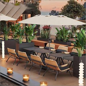 Ensemble de meubles de patio en corde tressée et aluminium pour l'extérieur, table et chaises en WPC pour café, bar, hôtel, grill et <span class=keywords><strong>terrasse</strong></span> - Product Image 4