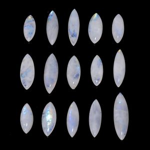 Piedra de Luna Arcoíris Natural, Corte Marquesa, 15-25 mm, Parte Posterior Plana Pulida, para Joyería, Piedra Energética - Product Image 2