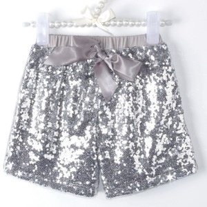 Vendita calda Sparkling Kids paillettes Bow Shorts Girls Green Bling Outfit Toddler paillettes Shorts - Product Image 1