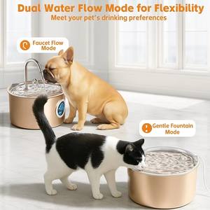 Fontaine à eau pour chat moderne en acier inoxydable 304 de grande capacité 3,2 L, étanche, avec fenêtre de niveau d'eau circulaire pour petits animaux - Product Image 4