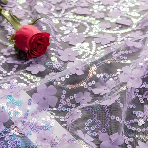 Geborduurde Tule Stof Glitter Lovertjes Zacht 100% Polyester Tule Stof Voor Bruiloft Rok Jurk Decoratie