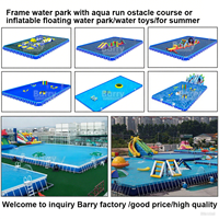 Grande piscine à cadre métallique rectangulaire, revêtement de bâche en PVC pour équipement de parc aquatique d'amusement