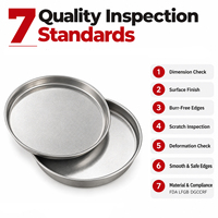 Plateau de service rond vintage en acier inoxydable à fond plat, finition argent vieilli, pour steak, fruits, desserts, 18-30 cm