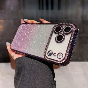 Luxury bling electroplate diamond glitter mobile phone case for iPhone 17Air gradual colors soft TPU shockproof protect <b>cover</b> - Product Image 5