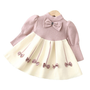 Abiti invernali da 1 <span class=keywords><strong>a</strong></span> 5 anni in <span class=keywords><strong>maglia</strong></span> bowknot per bambine - Product Image 1