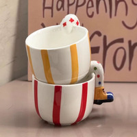 Mug en céramique mignon avec poignée, tasse à petit-déjeuner pour flocons d'avoine, tasse à café latte, mug esthétique pour couple, idéal pour dortoir et usage quotidien