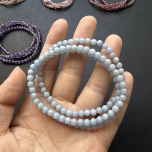 Nouveaux produits, bracelet en pierres naturelles <span class=keywords><strong>Angelite</strong></span> Energy Crystal, matériaux mixtes, 4 mm, pour ornement - Product Image 3