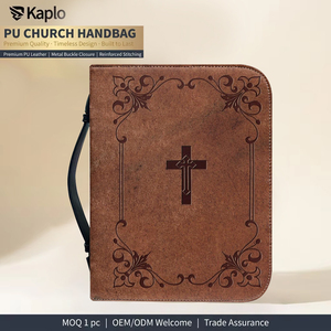 Sac de transport <span class=keywords><strong>pour</strong></span> Bible en cuir PU personnalisé avec fermeture éclair, étui imperméable grande capacité <span class=keywords><strong>pour</strong></span> femmes chrétiennes, cadeau <span class=keywords><strong>pour</strong></span> l'église - Product Image 1