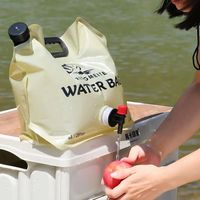 Conteneur d'eau pliable en plastique portable de grande capacité pour le camping en plein air, 5L, 10L, 20L, avec robinet, sac de rangement