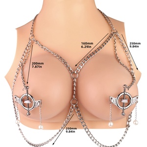 QKKQ Metal Nipple <b>Clamps</b> Strapon with Steel Chain Female Bondage Lingerie Nipple Sucker Breast Lock <b>Clips</b> Sex Toys for Couples - Product Image 1