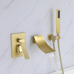 10 años de garantía, grifos de montaje en pared en cascada, relleno de bañera, lavabo cromado, grifo de bañera, baño de latón con ducha de mano - Product Image 5