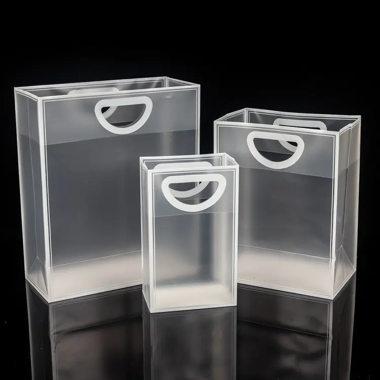 化粧品PVC透明トートバッグギフトバッグカスタムロゴ印刷PVCショッピングPPビニール袋