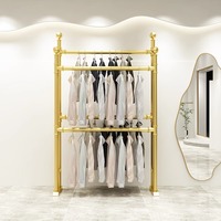 Estante de metal doble sencillo para ropa de mujer y niños, perchero de exhibición tipo isla, estantería moderna ajustable en altura