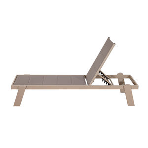 كراسي استلقاء للشاطئ خارجية بنية حديثة كراسي استلقاء على التشمس من الألومنيوم ، أثاث خارجي ، كراسي استلقاء مزدوجة للتشمس  Teslin - Product Image 5
