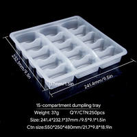 Conteneur alimentaire rectangulaire semi-transparent jetable en plastique PP, 3/15 compartiments, barquette à dumplings en blister, vente en gros Chine