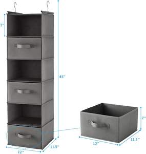 Organiseur de placard suspendu MAX Houser à 6 niveaux <span class=keywords><strong>avec</strong></span> 2 crochets robustes, pliable (gris-D3) - Product Image 3