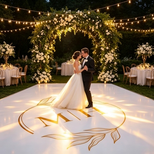 Autocollant personnalisé pour piste de danse de mariage, autocollant en vinyle monogramme personnalisé, autocollant décoratif amovible pour sol de réception, décoration de fête - Product Image 1