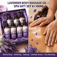 Huile de massage à la lavande à base de plantes, jojoba, parfum floral apaisant, hydratante, adoucissante, coffret cadeau spa pour le corps, OEM ODM 100ml