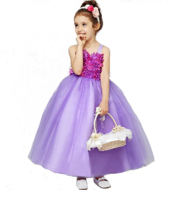 Chica nuevo estilo púrpura vestido de fiesta princesa vestido traje