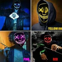 Máscara LED EL con Luz, Máscara Purge Luminosa, Máscara Facial de Fantasma Aterrador para Fiestas Rave, Halloween, Cosplay y Disfraces para Eventos Nocturnos