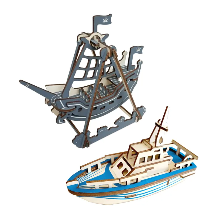 Barco de vida diy personalizado 3d, quebra-cabeças de madeira brinquedo para crianças adultos