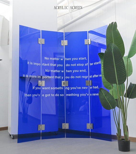 Klein Blue Acrylic Screen Partition Plexiglass Translucent Color Mobile Folding Shield