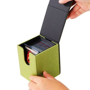 Boîte cadeau en cuir PU personnalisée, durable et portable, pour jeux de société et de cartes, avec design à rabat, fonction pliable, carton vert - Product Image 1