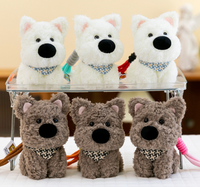 Porte-clés en peluche doux et écologique, motif chiot West Highland avec nœud mignon, poupée en peluche moelleuse